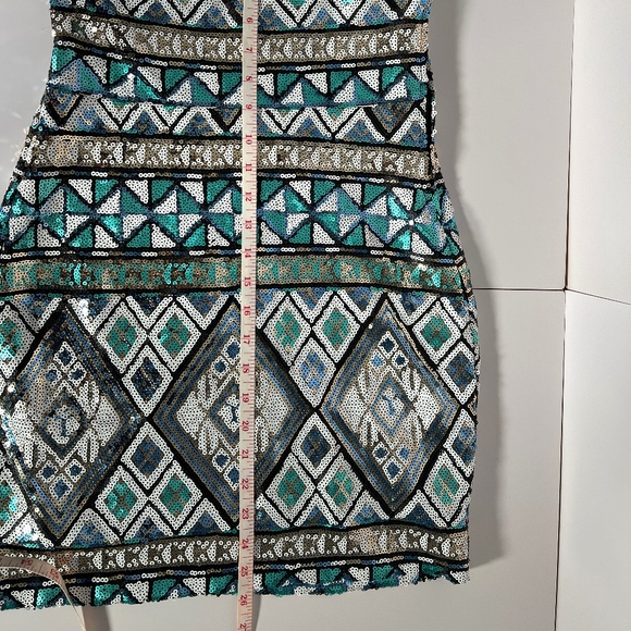 Strapless Sequin Geometric Mini Dress - Picture 8 of 12